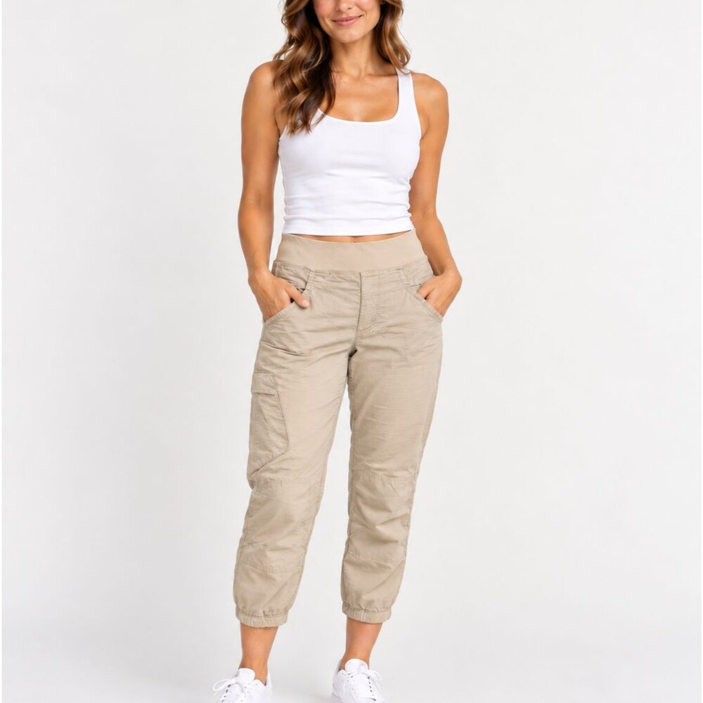 PrAna Women's Kanab Ripstop Pants Beige Cargo Jogger Stretch Outdoor Medium